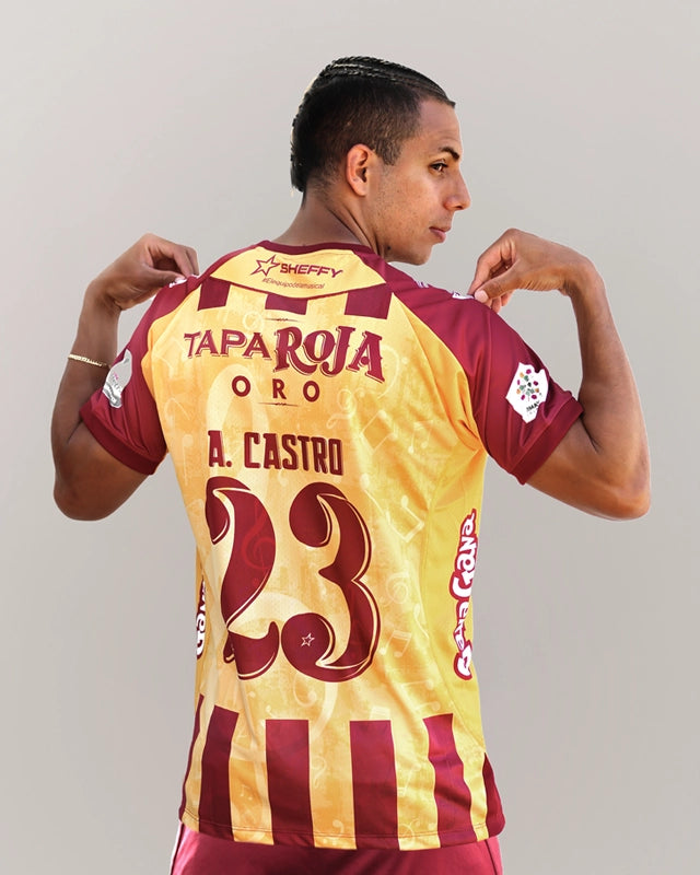 Camiseta local Vinotinto con logos Marcada # 23 Alex Castro