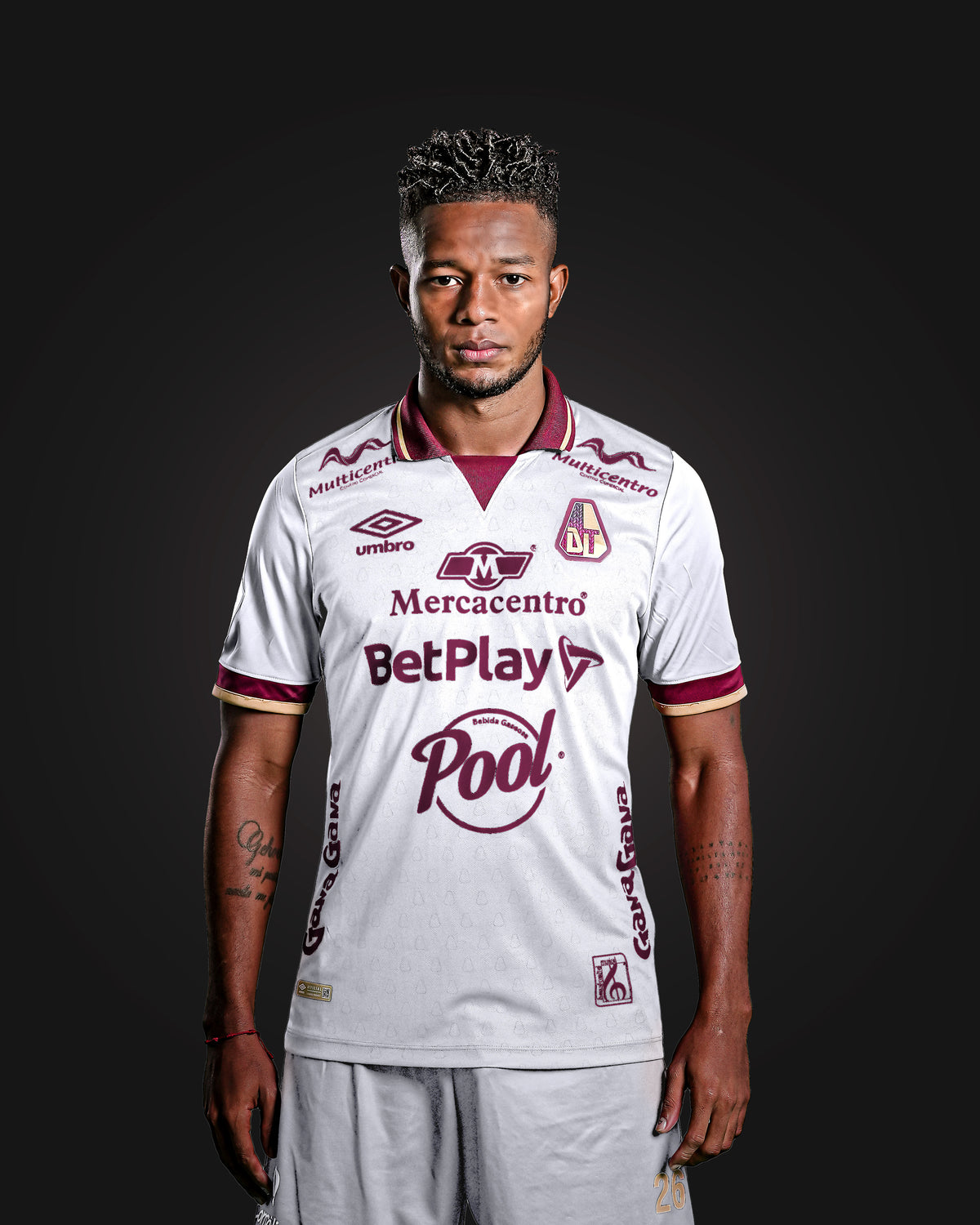 Camiseta Deportes Tolima Blanca Visitante con Logos Umbro 2025